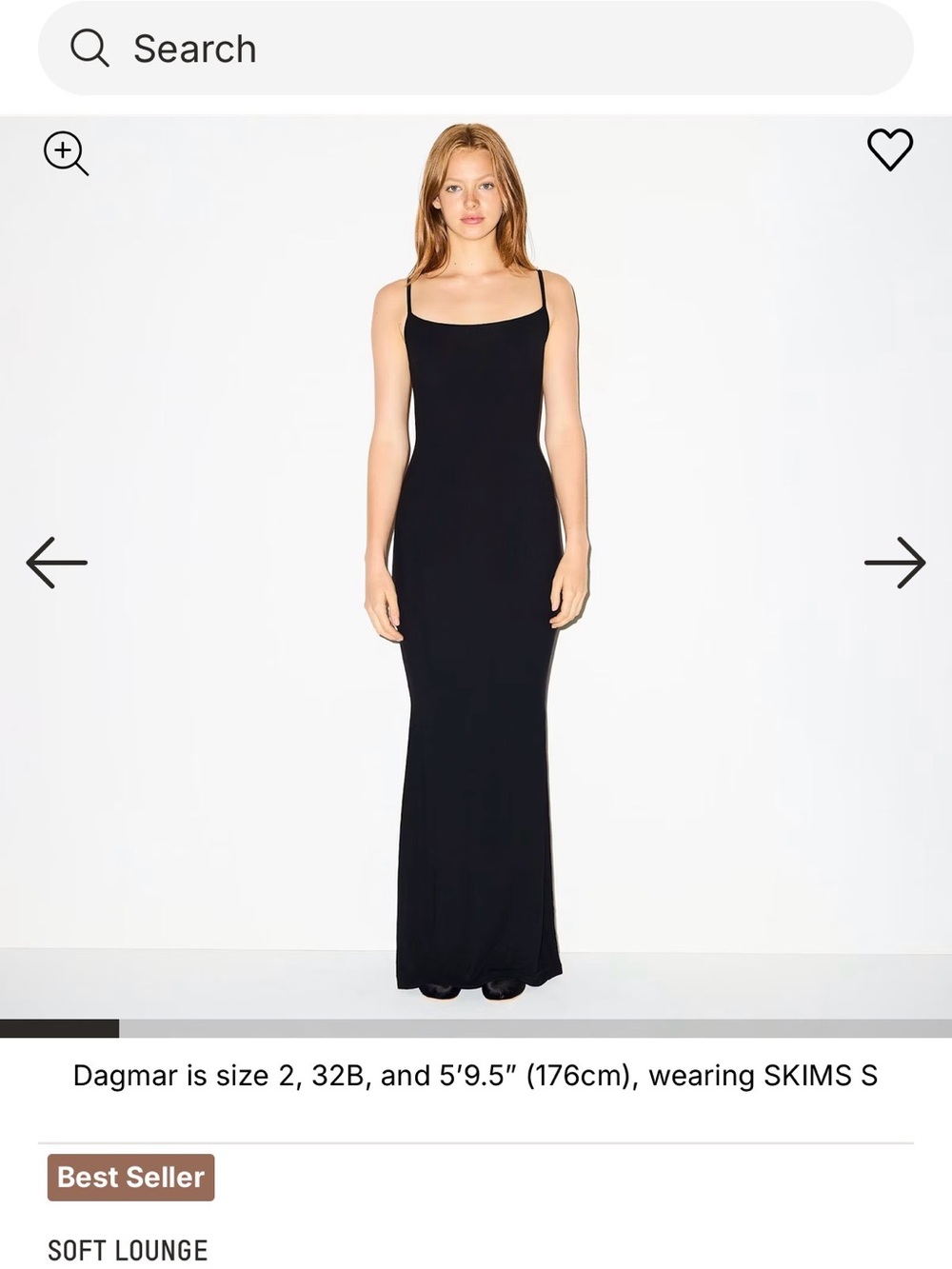NWT SKIMS Soft Lounge Slip Dress M onyx/black